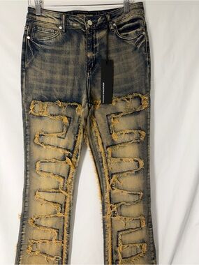 NWT Rockstar Original Zariyah Tinted Dark Wash Stacked Flare Jeans Size L